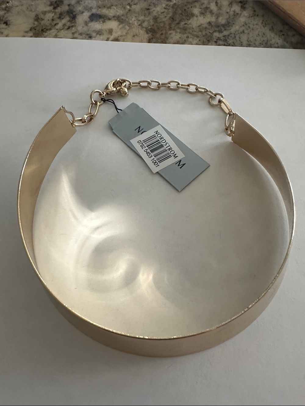 Nordstrom Gold Wide Metal Adjustable Choker Necklace